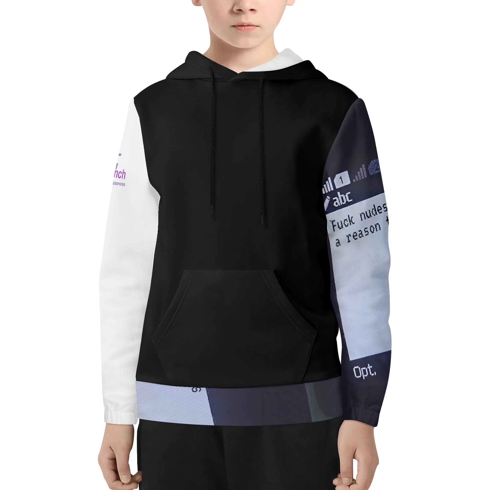 OutWestGuardian - Youth Fashion Choice: Personality All-Over Printed Sweatshirt with Front Pocket & Elastic Cords