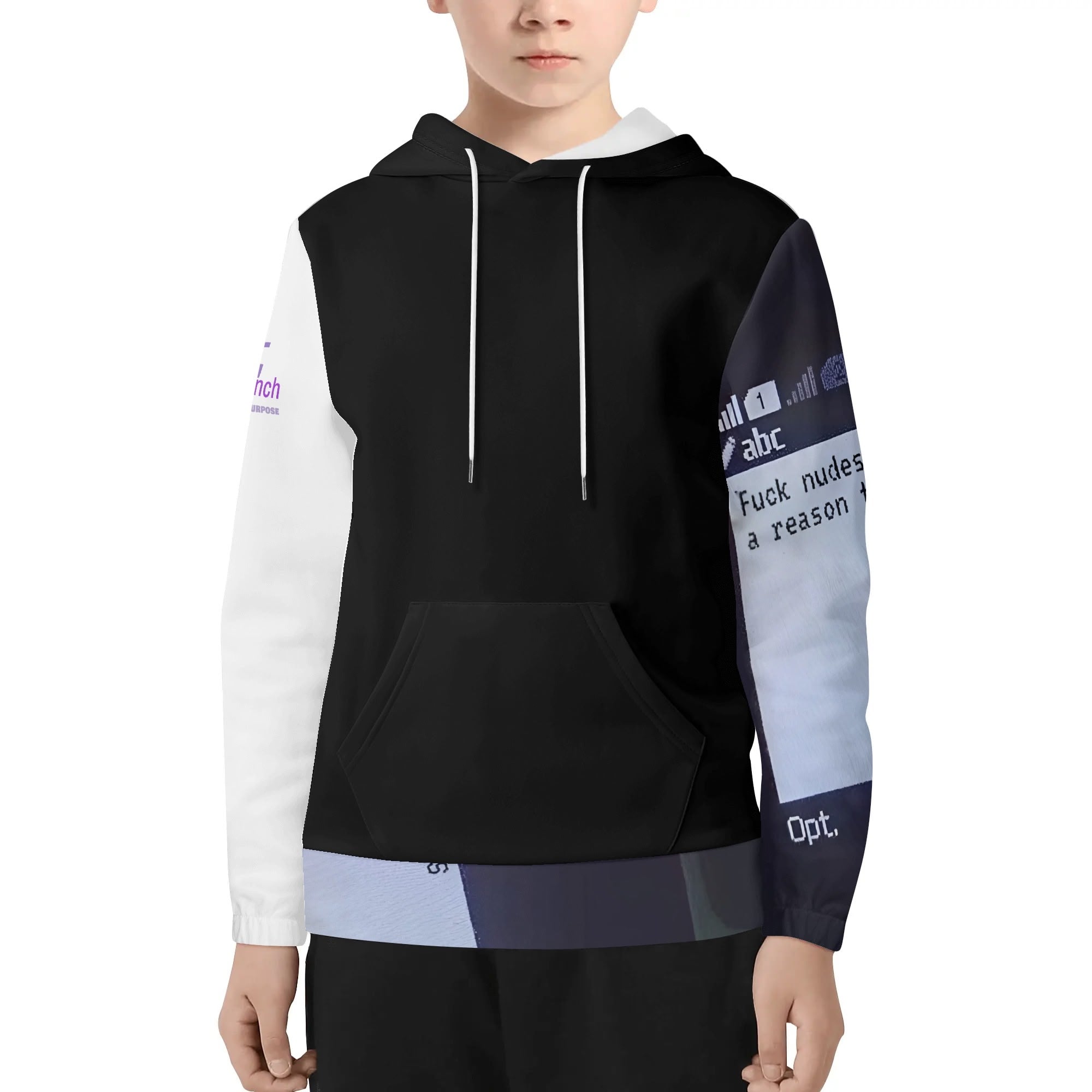 OutWestGuardian - Youth Fashion Choice: Personality All-Over Printed Sweatshirt with Front Pocket & Elastic Cords