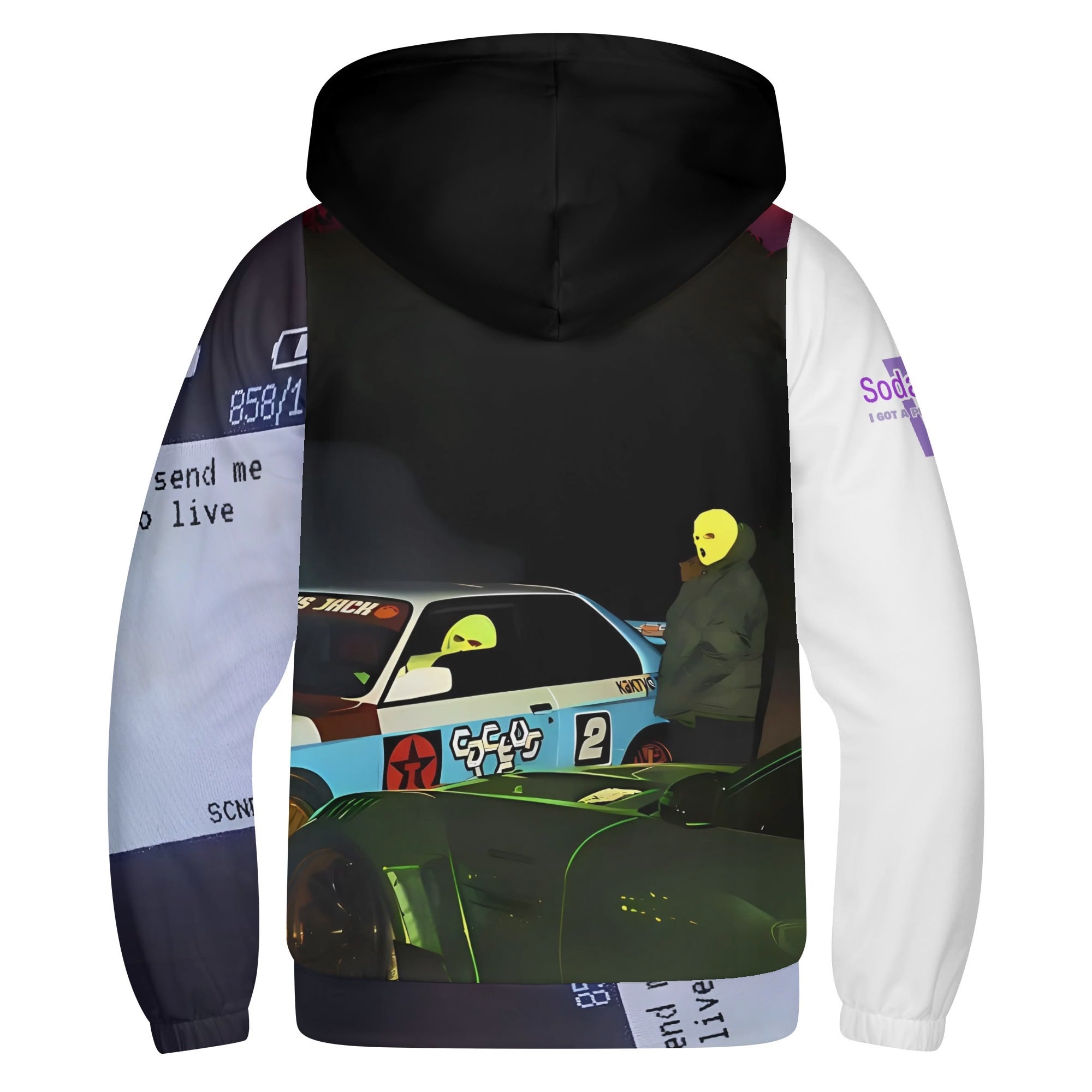OutWestGuardian - Youth Fashion Choice: Personality All-Over Printed Sweatshirt with Front Pocket & Elastic Cords