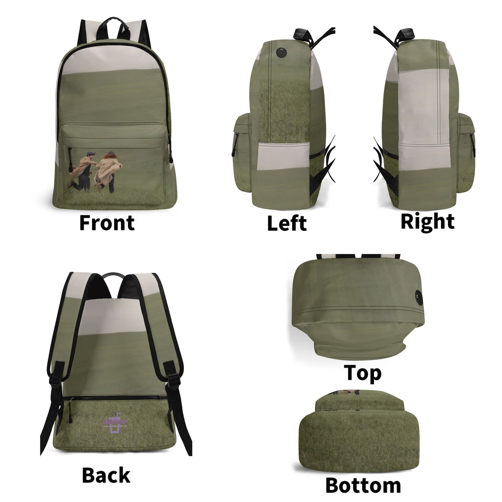 NaturalDisaster - Waterproof 17 PU Leather Backpack: Convenient for Students with Front Zipper Pocket & Side Bottle Holders