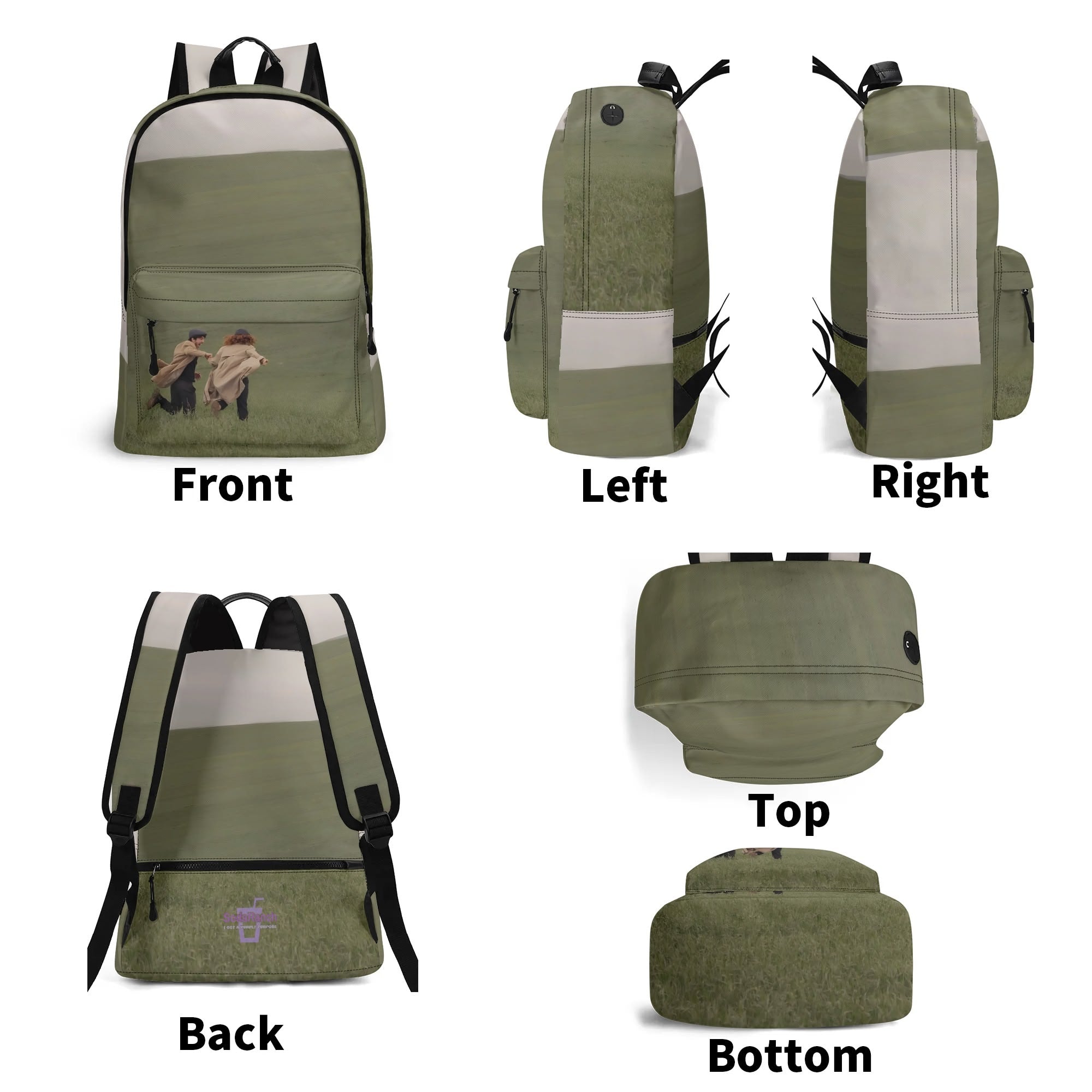 NaturalDisaster - Waterproof 17 PU Leather Backpack: Convenient for Students with Front Zipper Pocket & Side Bottle Holders