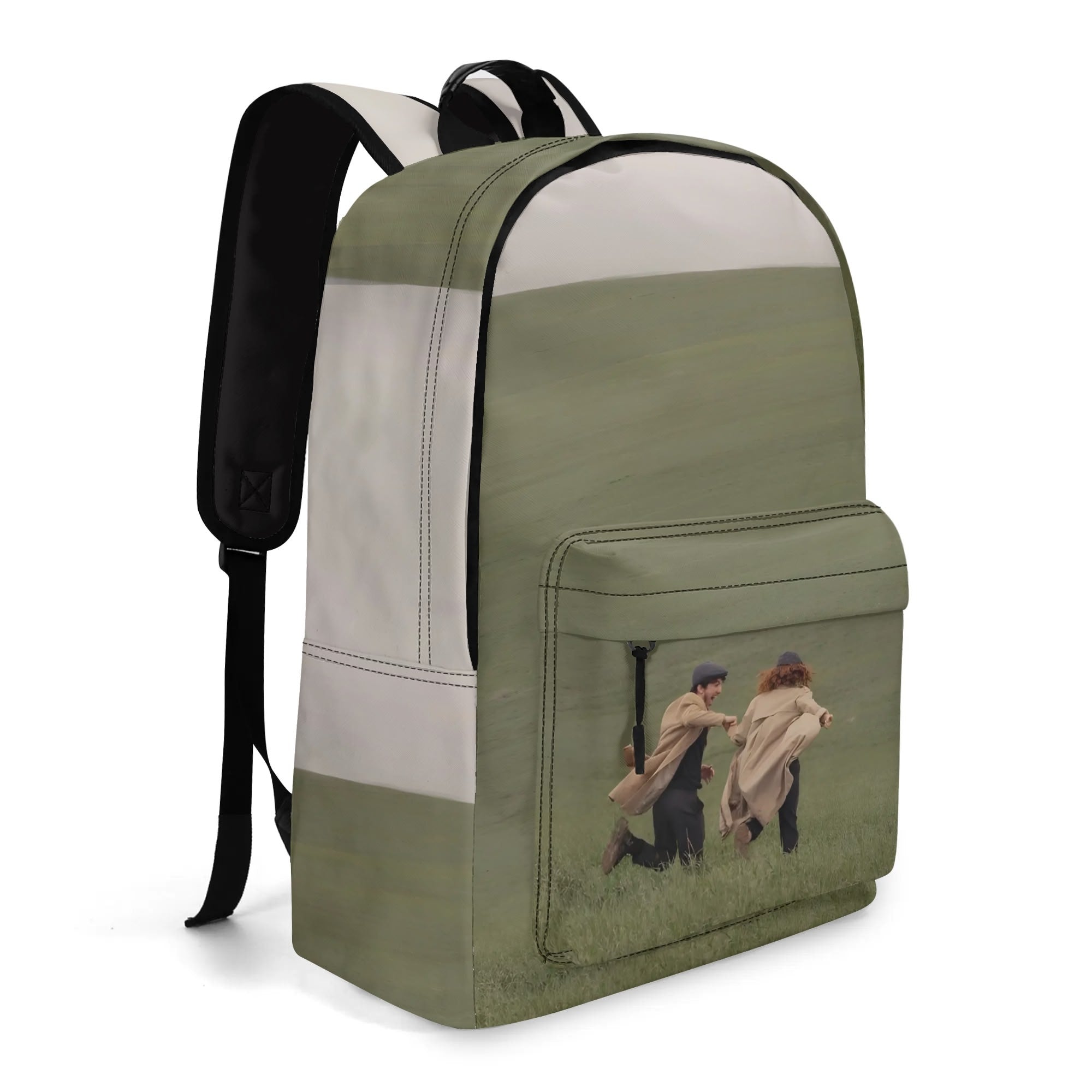 NaturalDisaster - Waterproof 17 PU Leather Backpack: Convenient for Students with Front Zipper Pocket & Side Bottle Holders