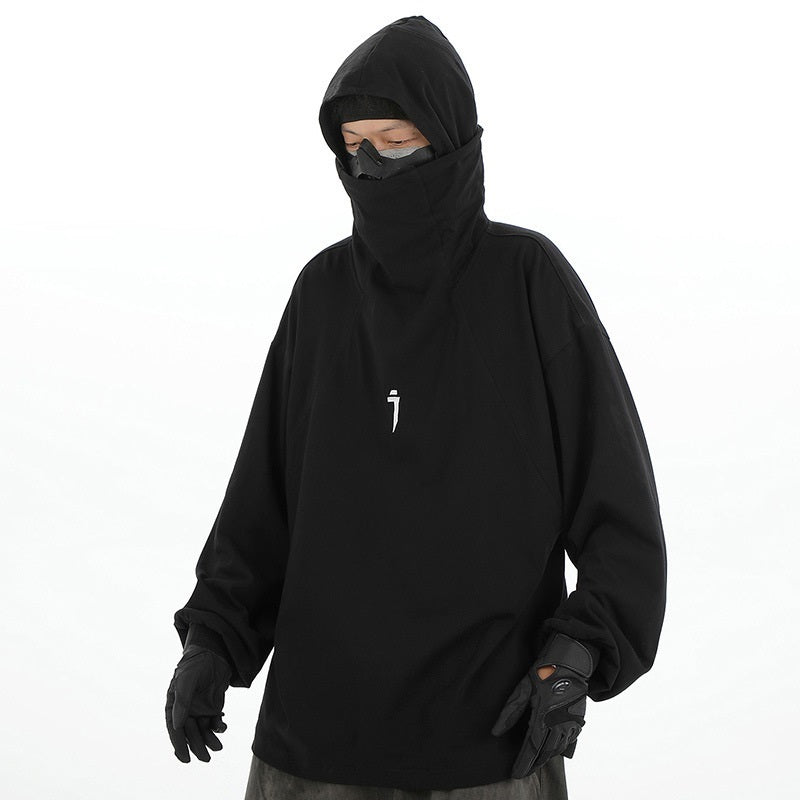 Cyber Turtleneck Hooded Ribbon Sweater