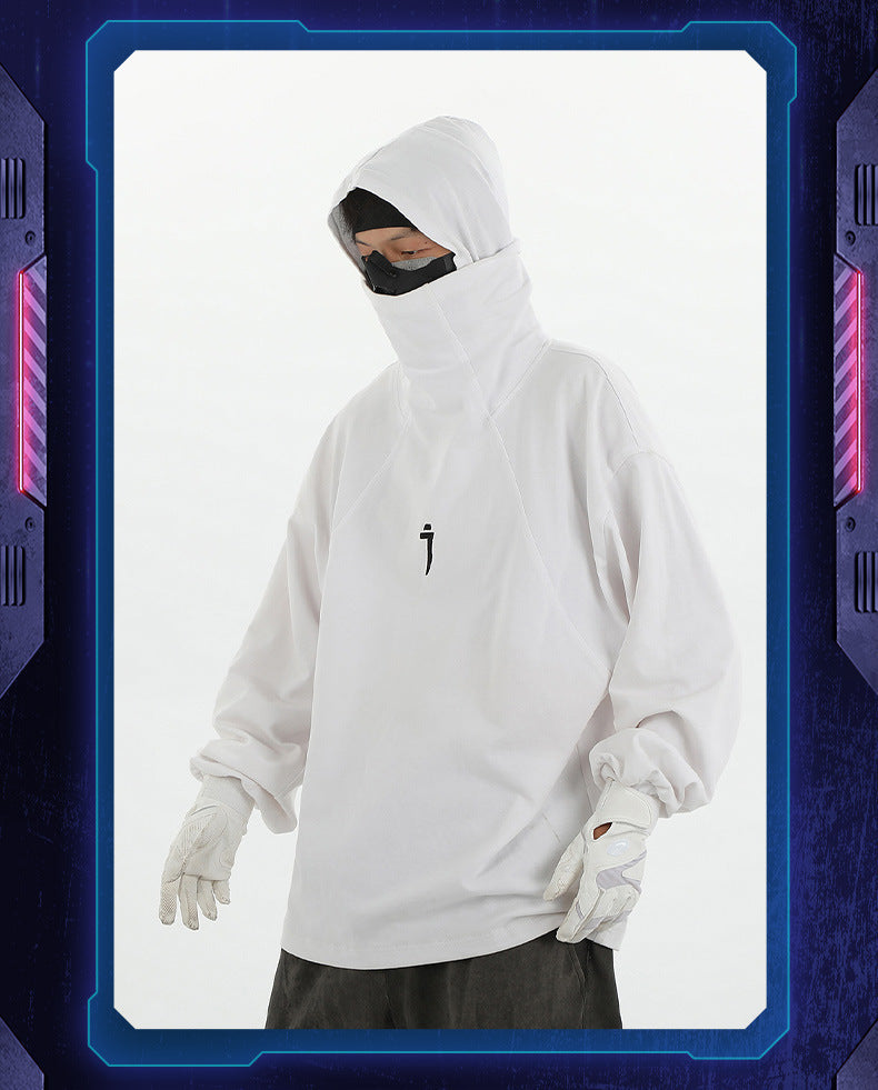 Cyber Turtleneck Hooded Ribbon Sweater